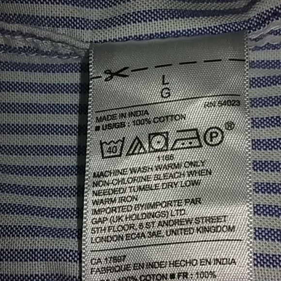 Gap - Men's Cotton Dress Shirt - Blue White Stripe - Large - Picture 4 of 4